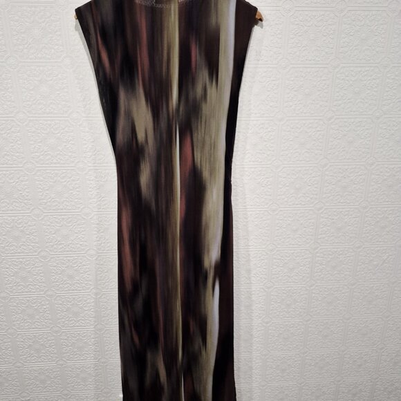 Zara Printed Tulle Abstract Mesh Maxi Cap Sleeve Dress size Large - Picture 8 of 9